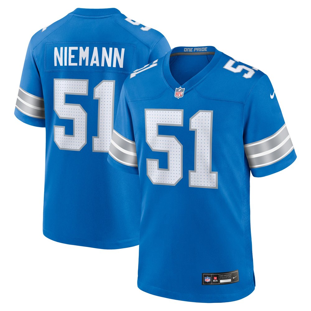 Men's Detroit Lions Ben Niemann Blue Team Game Jersey 1