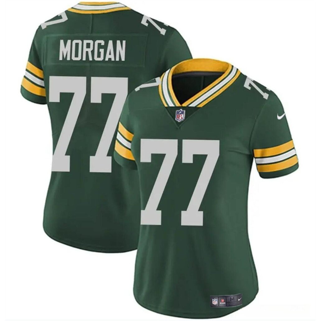 Women's Green Bay Packers #77 Jordan Morgan Green 2024 Draft Vapor Untouchable Limited Stitched Jersey(Run Small) 1