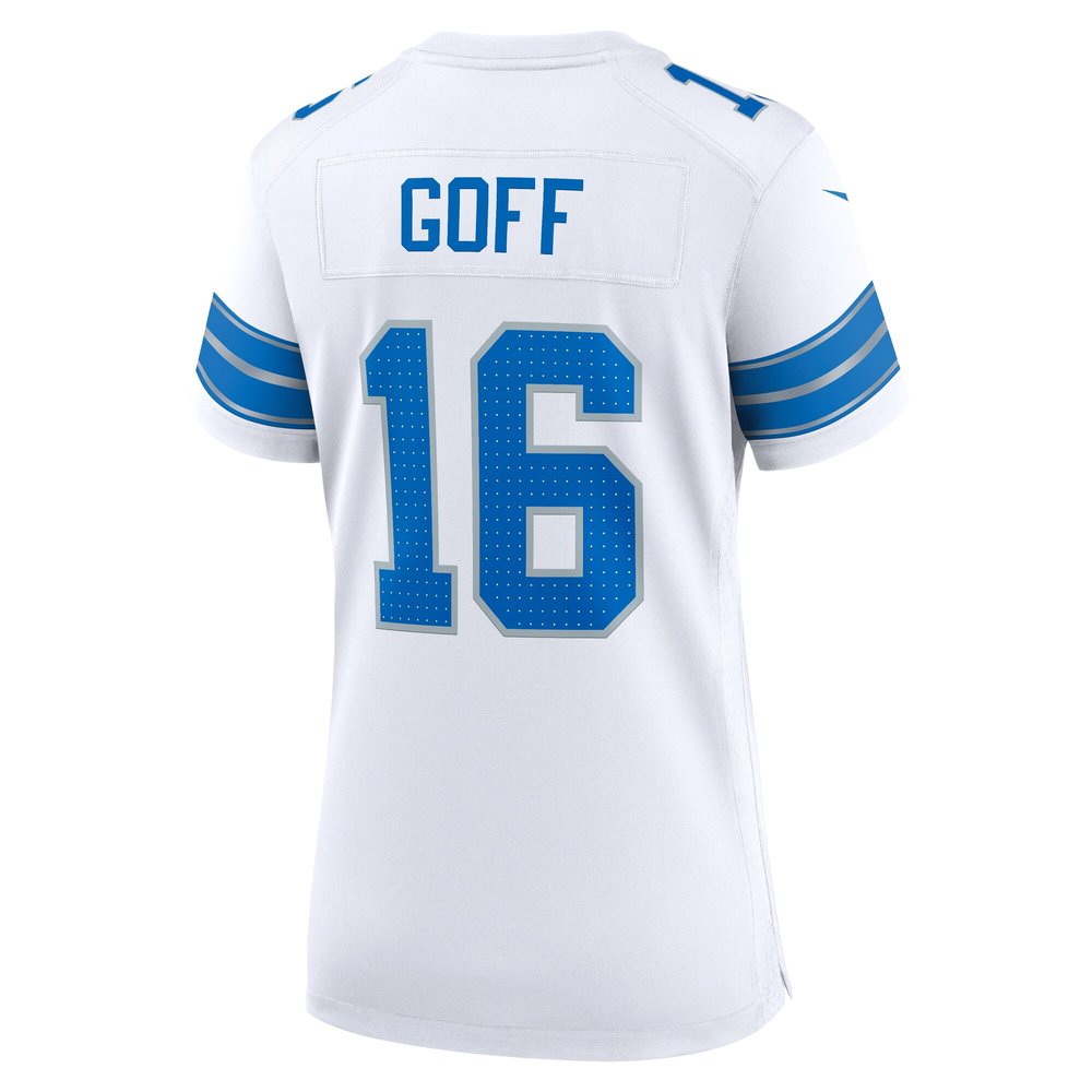 Women's Detroit Lions #16 Jared Goff White Game Jersey 3