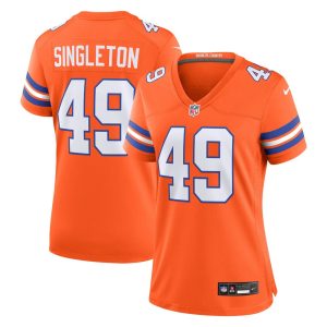 Women's Denver Broncos Alex Singleton Orange Mile High Collection 1977 Throwback Player Game Jersey