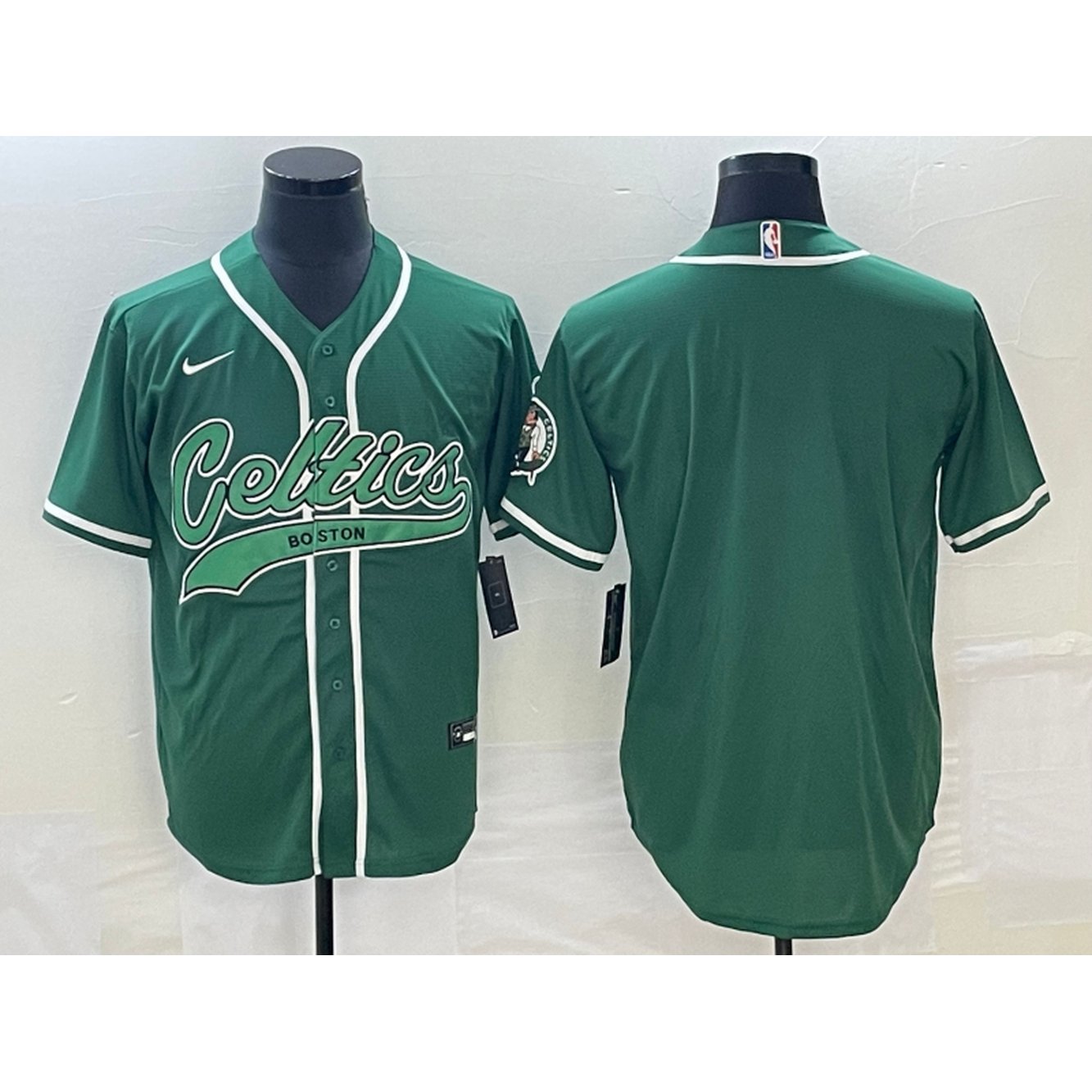 Men's Boston Celtics Blank Green Stitched Baseball Jersey 1