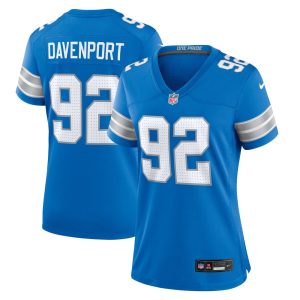 Women's Detroit Lions Marcus Davenport Blue Team Game Jersey