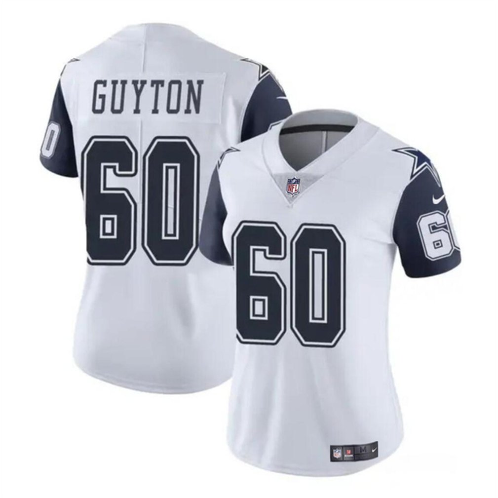 Women's Dallas Cowboys #60 Tyler Guyton White 2024 Draft Color Rush Limited Stitched Football Jersey(Run Small 1