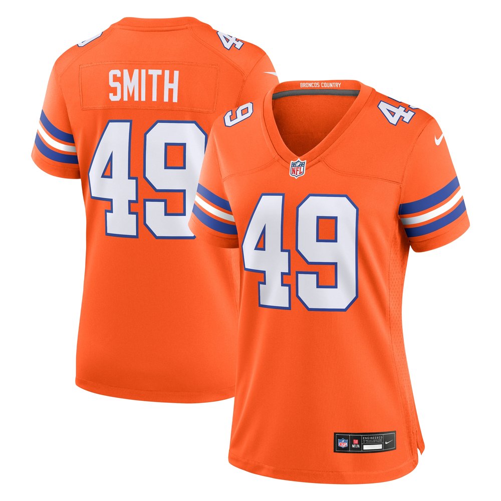 Women's Denver Broncos Dennis Smith Orange Mile High Collection 1977 Throwback Retired Player Game Jersey 1