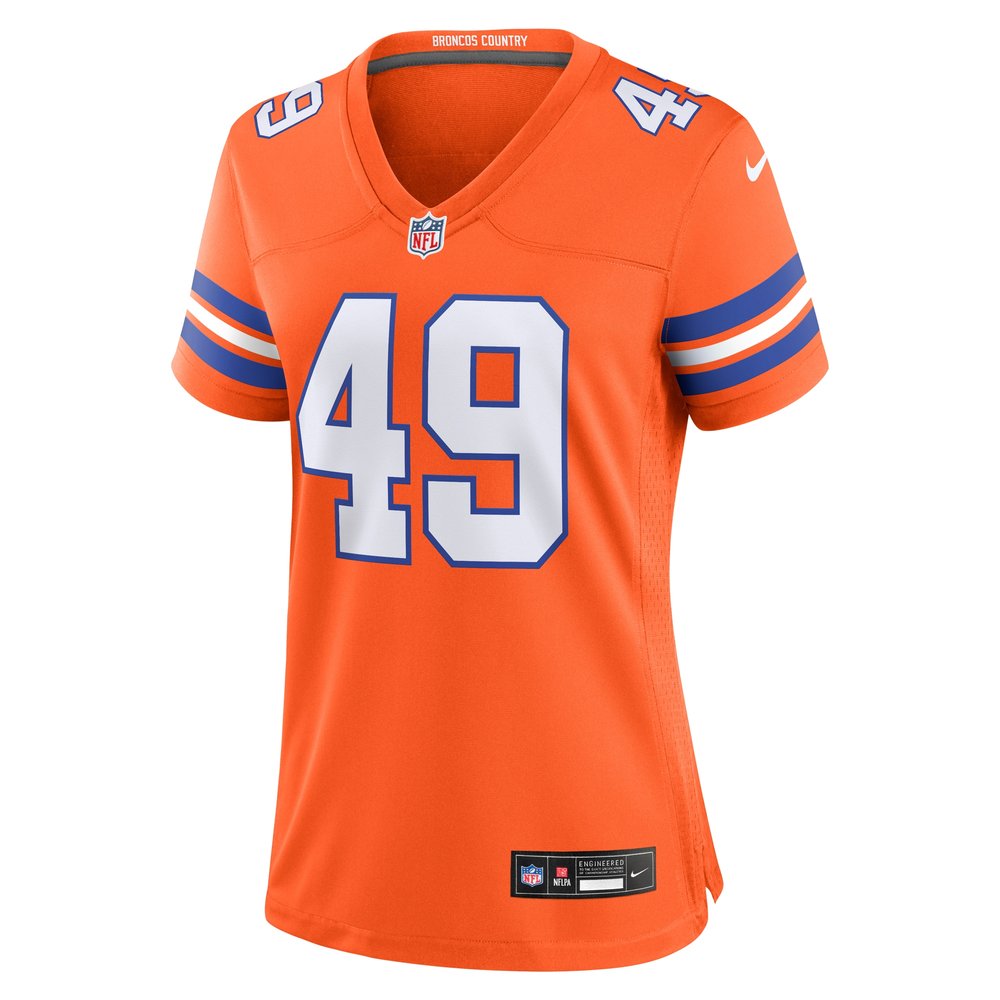 Women's Denver Broncos Dennis Smith Orange Mile High Collection 1977 Throwback Retired Player Game Jersey 2