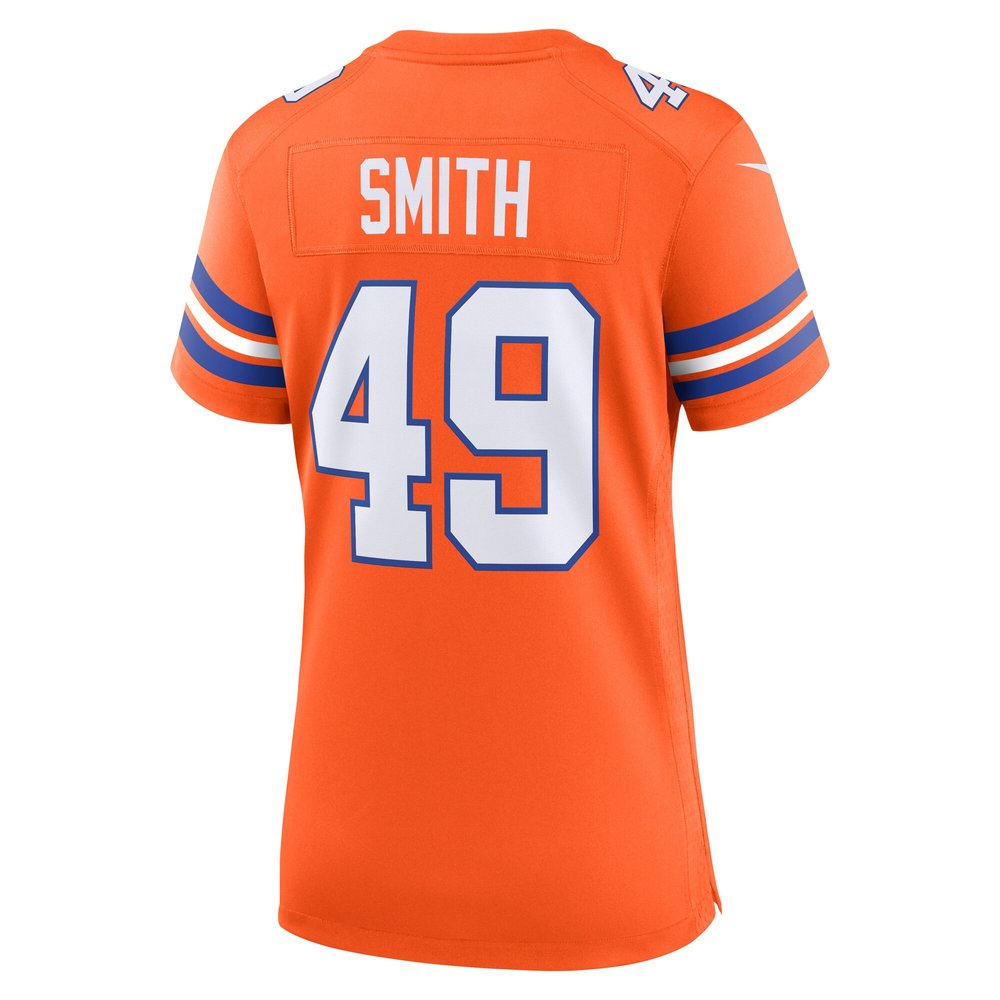 Women's Denver Broncos Dennis Smith Orange Mile High Collection 1977 Throwback Retired Player Game Jersey 3