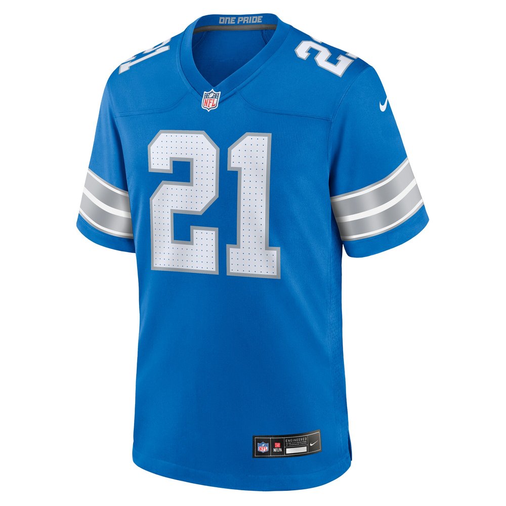 Men's Detroit Lions Amik Robertson Blue Game Jersey 2