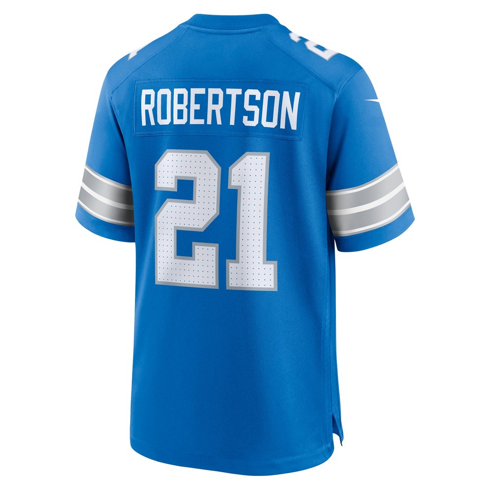 Men's Detroit Lions Amik Robertson Blue Game Jersey 3