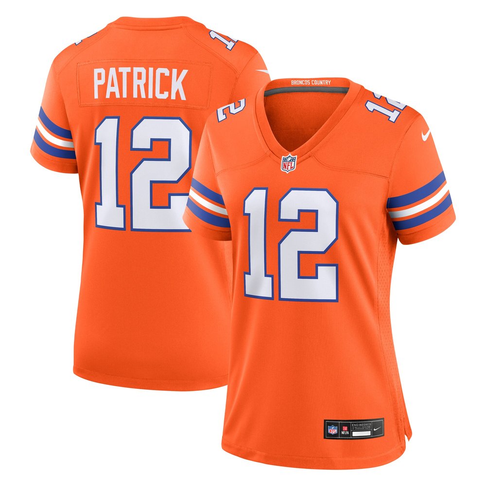 Women's Denver Broncos Tim Patrick Orange Mile High Collection 1977 Throwback Player Game Jersey 1