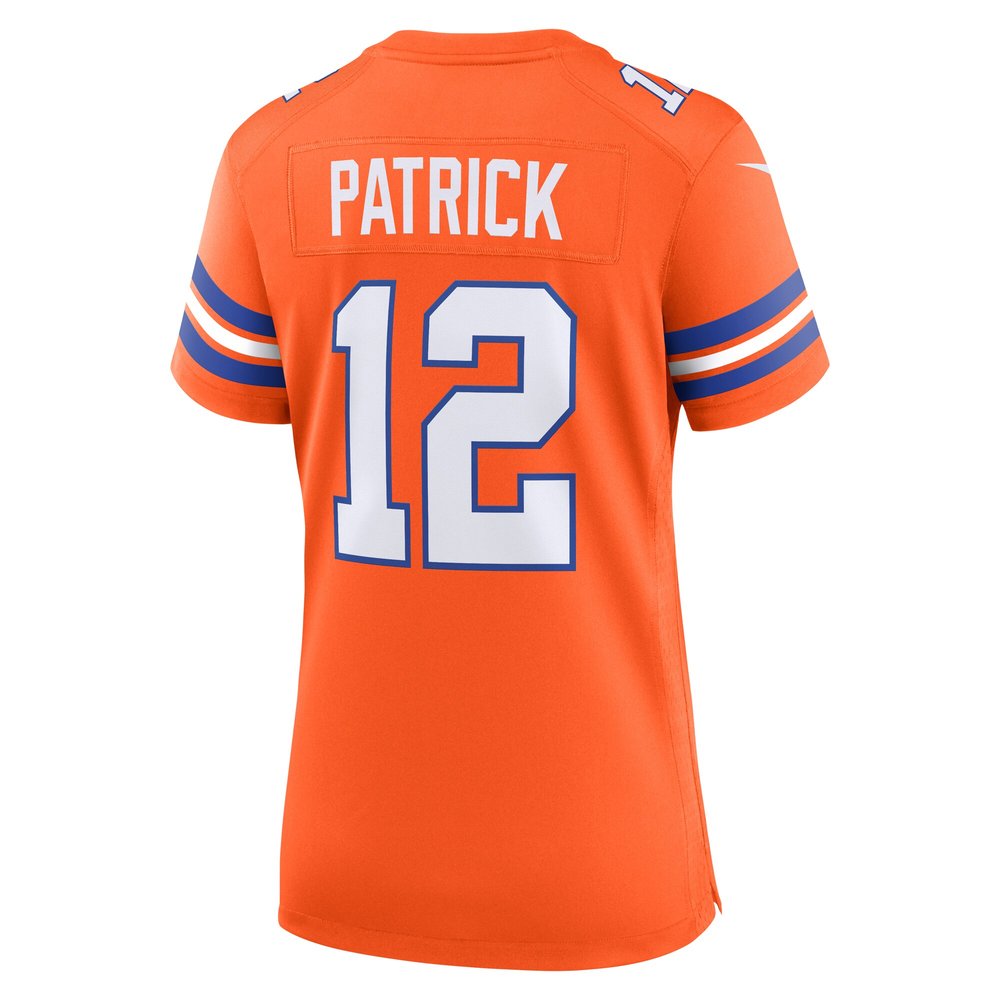 Women's Denver Broncos Tim Patrick Orange Mile High Collection 1977 Throwback Player Game Jersey 3