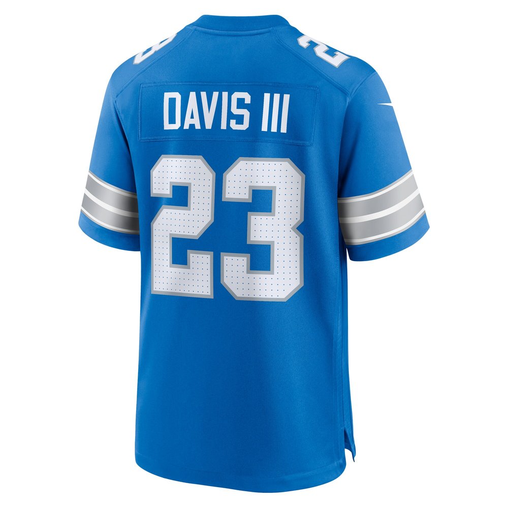 Men's Detroit Lions Carlton Davis III Blue Game Jersey 3