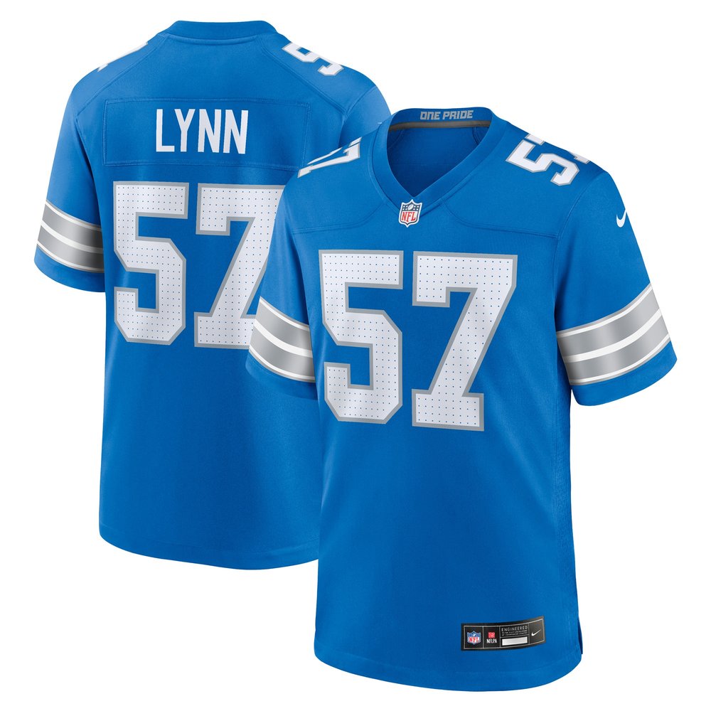 Men's Detroit Lions #57 Nate Lynn Blue Game Jersey 1