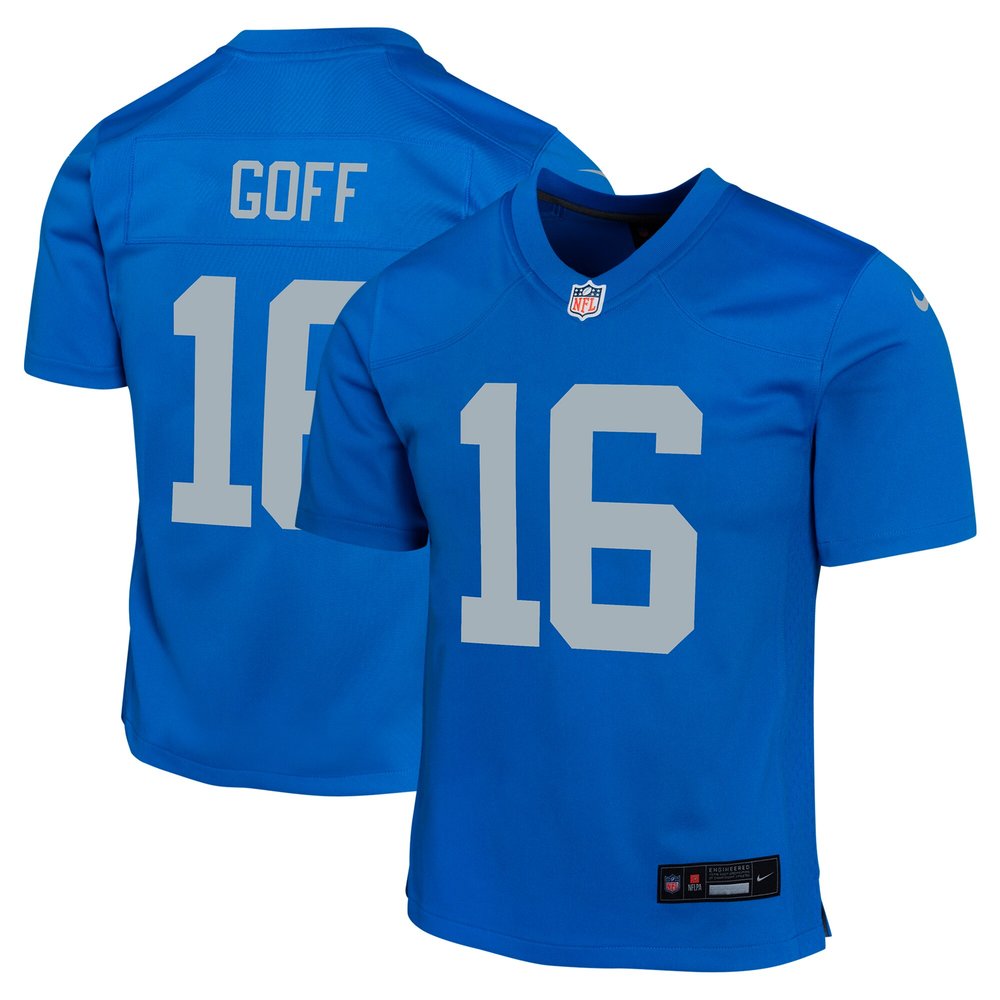 Youth Detroit Lions #16 Jared Goff Blue Alternate Game Jersey 1