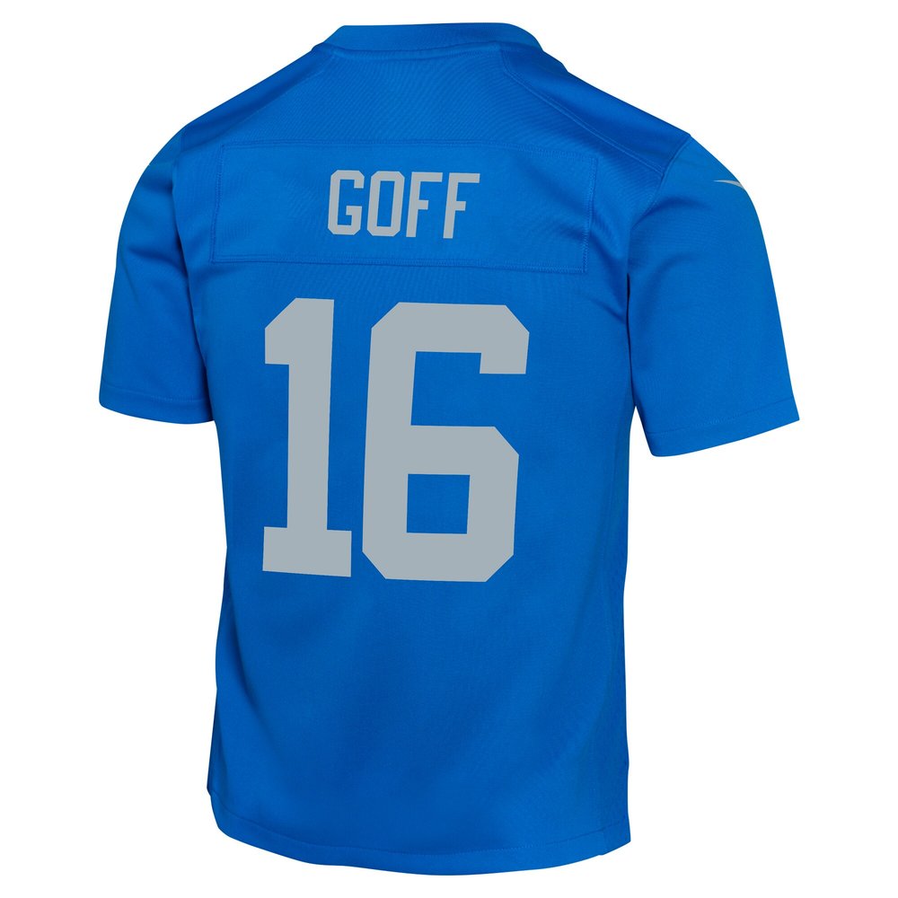 Youth Detroit Lions #16 Jared Goff Blue Alternate Game Jersey 3