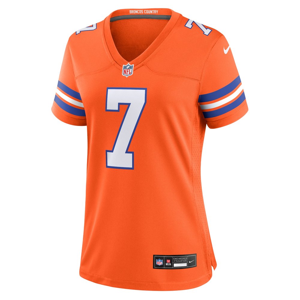 Women's Denver Broncos John Elway Orange Mile High Collection 1977 Throwback Player Game Jersey 2