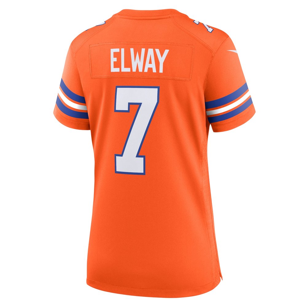 Women's Denver Broncos John Elway Orange Mile High Collection 1977 Throwback Player Game Jersey 3