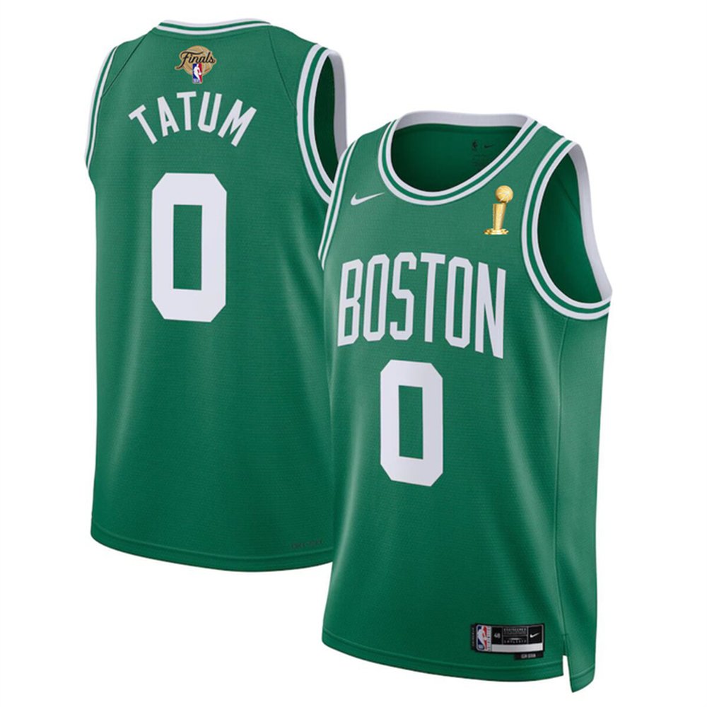 Men's Boston Celtics #0 Jayson Tatum Green 2024 Finals Champions Icon Edition Stitched Basketball Jersey 1