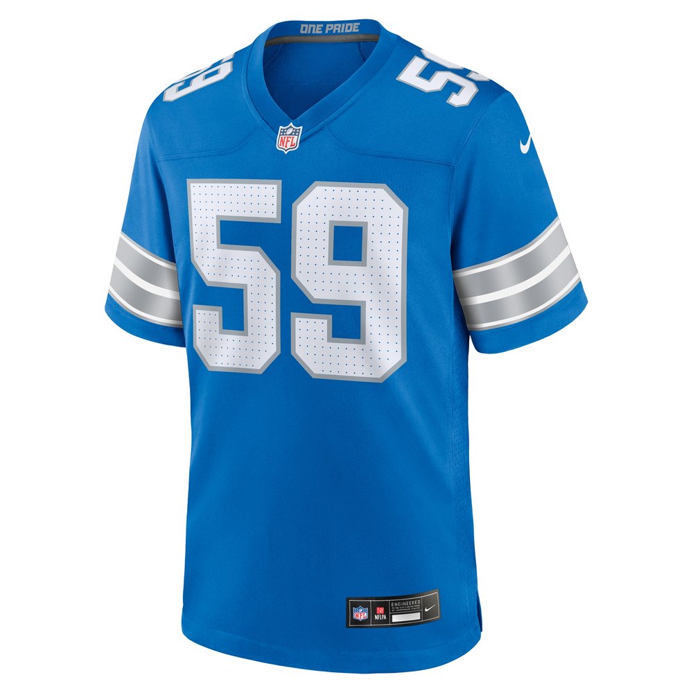 Men's Detroit Lions Giovanni Manu Blue Team Game Jersey 2