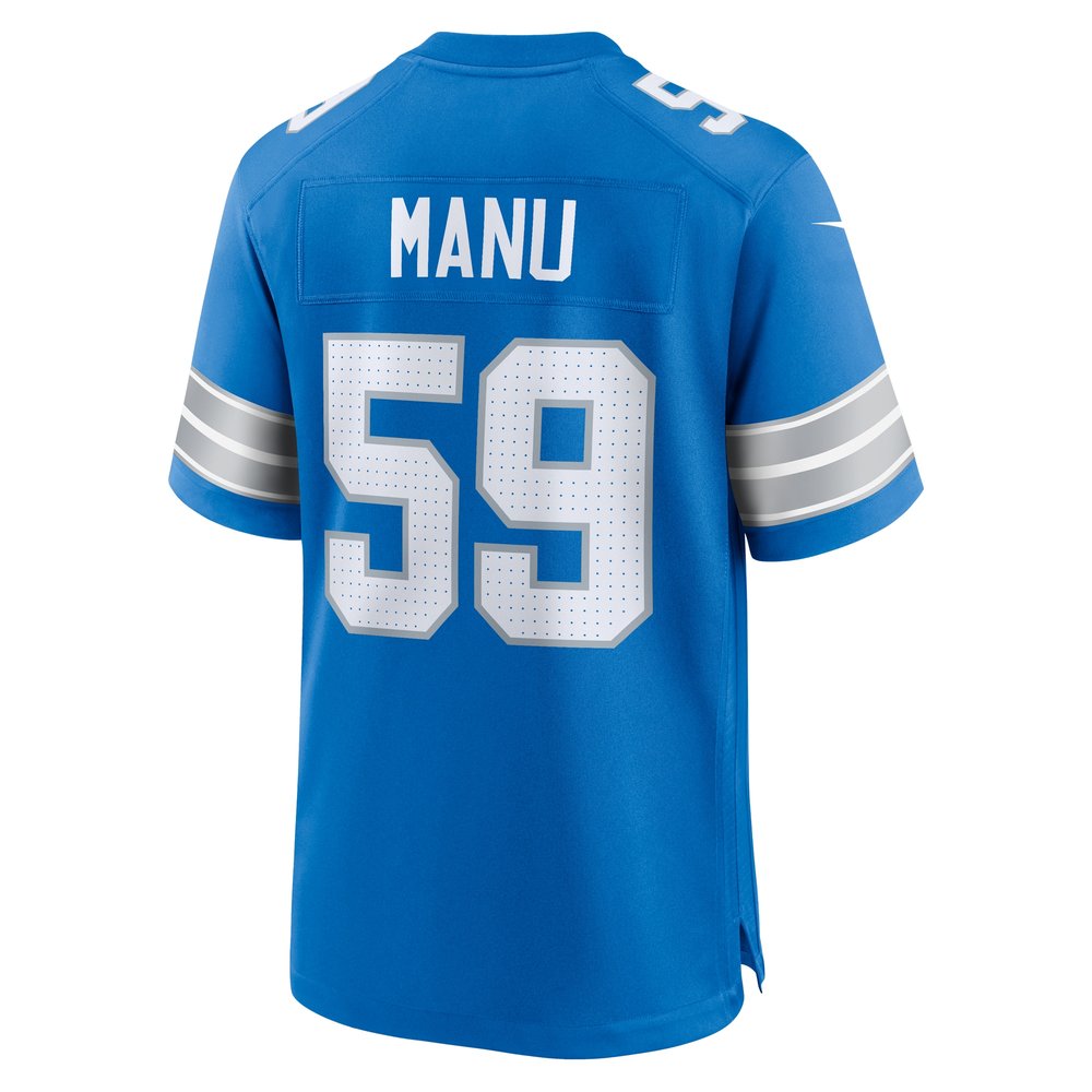 Men's Detroit Lions Giovanni Manu Blue Team Game Jersey 3
