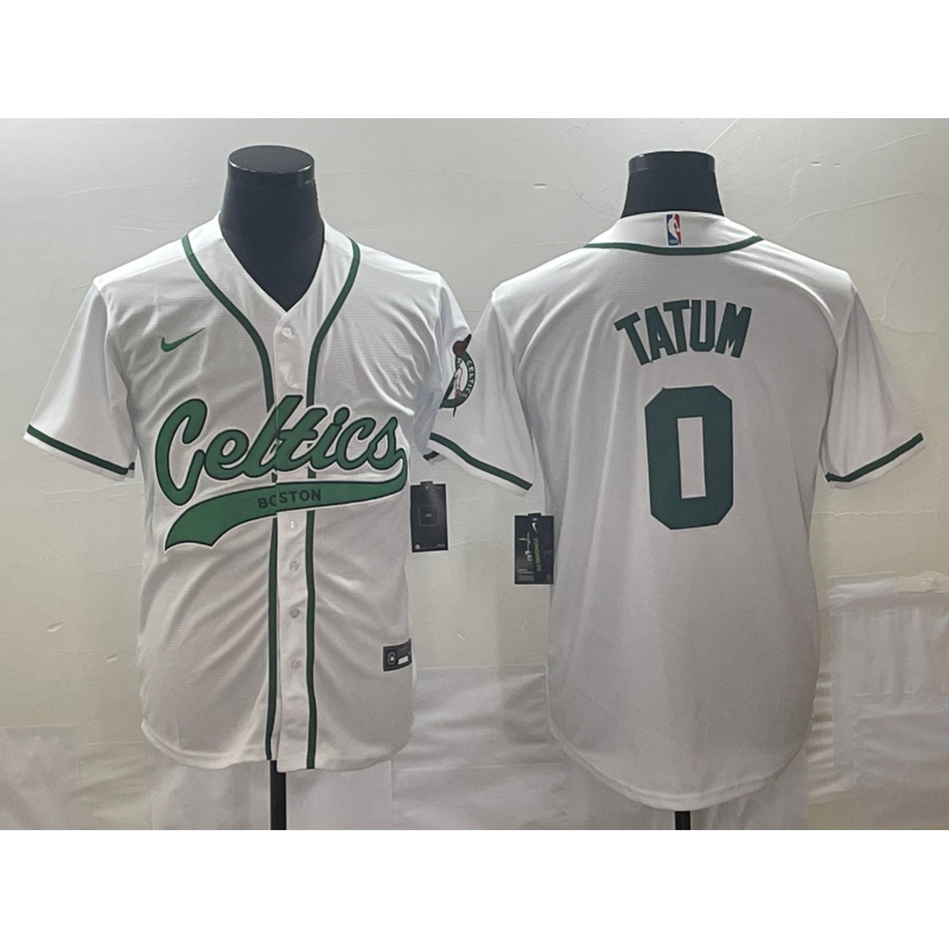 Men's Boston Celtics #0 Jayson Tatum White Stitched Baseball Jersey 1