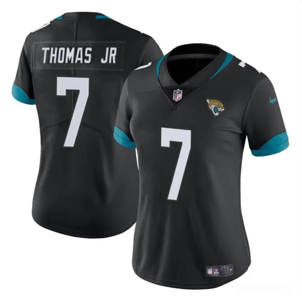 Women's Jacksonville Jaguars #7 Brian Thomas Jr Black 2024 Draft Vapor Stitched Jersey(Run Small) 1