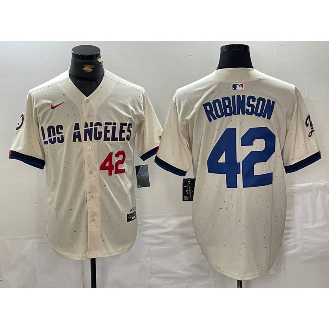 Men's Los Angeles Dodgers #42 Jackie Robinson Cream Stitched Baseball Jersey 1