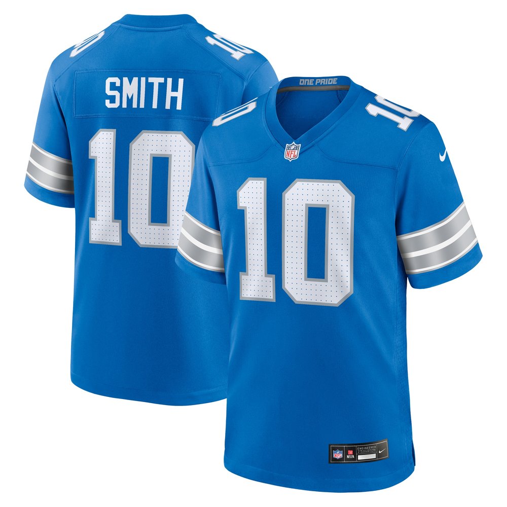 Men's Detroit Lions Tre Quan Smith Blue Game Jersey 1