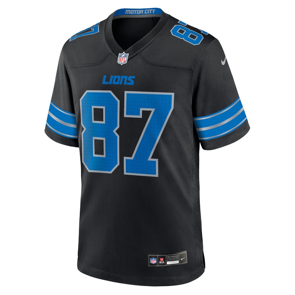 Men's Detroit Lions #87 Sam LaPorta Black 2nd Alternate Game Jersey 2