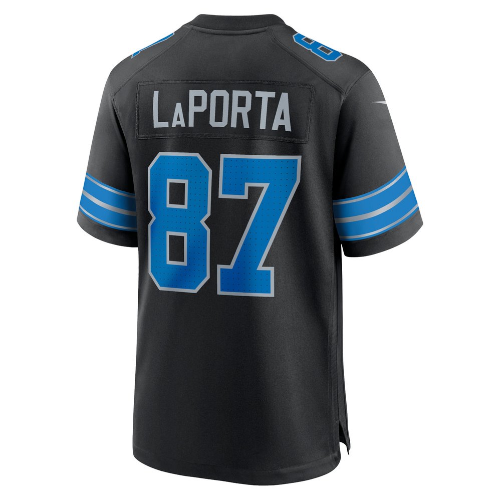 Men's Detroit Lions #87 Sam LaPorta Black 2nd Alternate Game Jersey 3