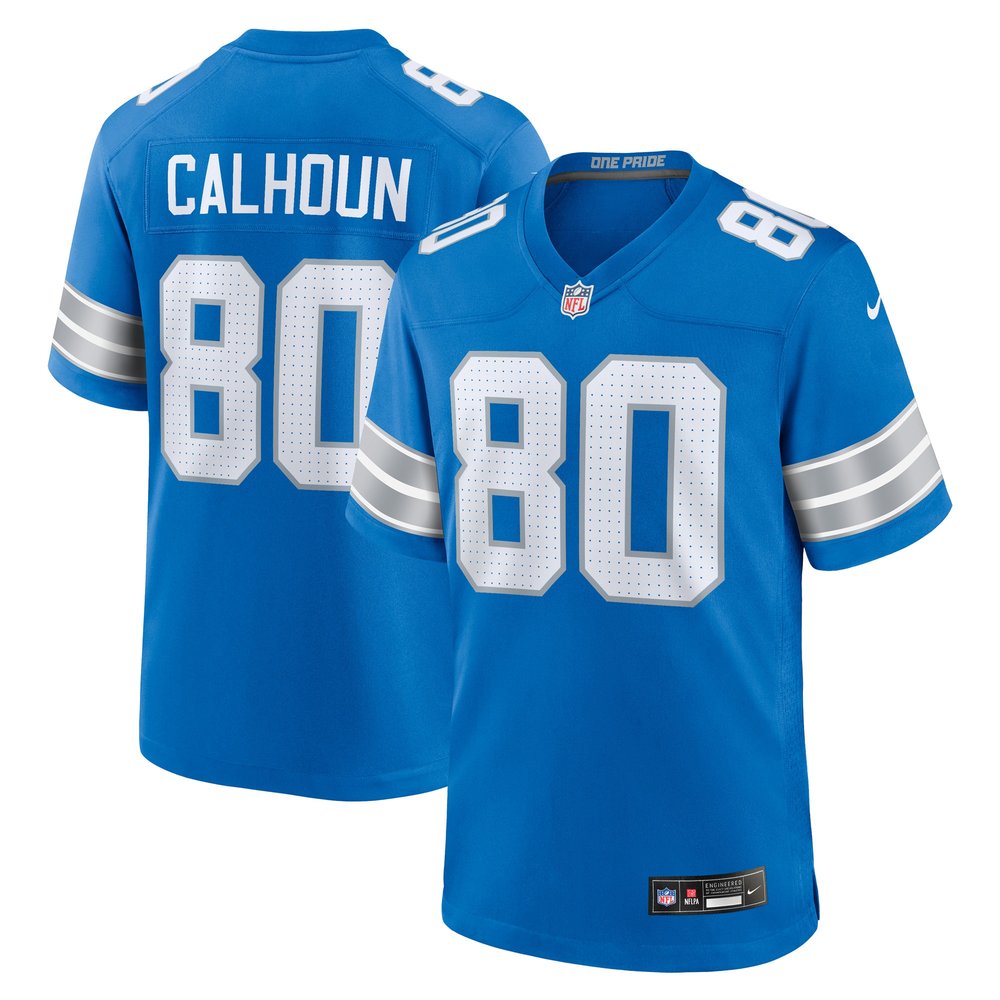 Men's Detroit Lions Jalon Calhoun Blue Game Jersey 1