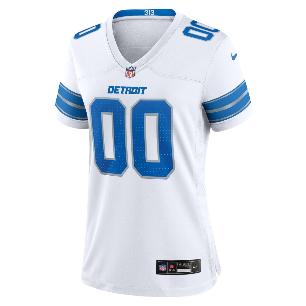 Women's Detroit Lions White Custom Game Jersey 2