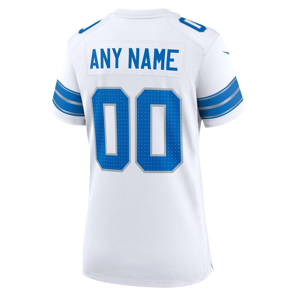 Women's Detroit Lions White Custom Game Jersey 3