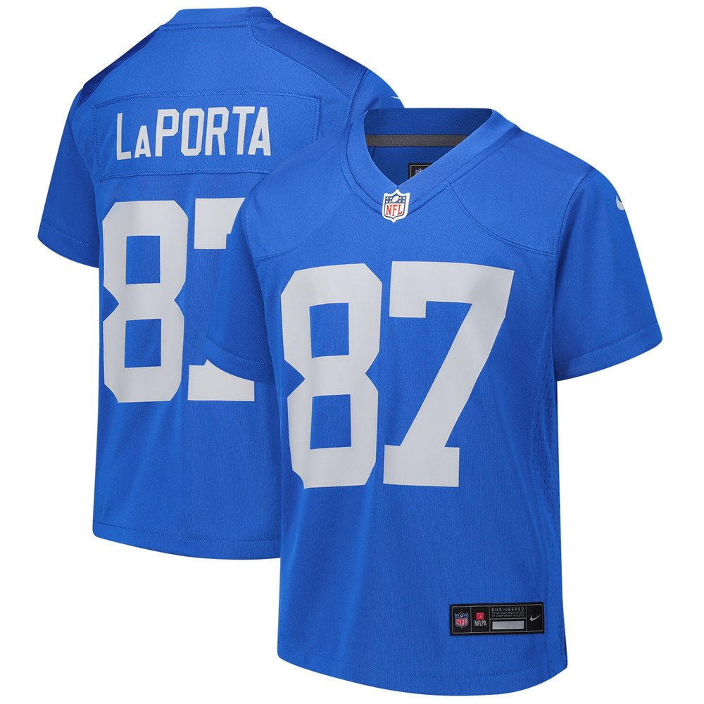 Youth Detroit Lions #87 Sam LaPorta Blue Alternate Game Jersey 1