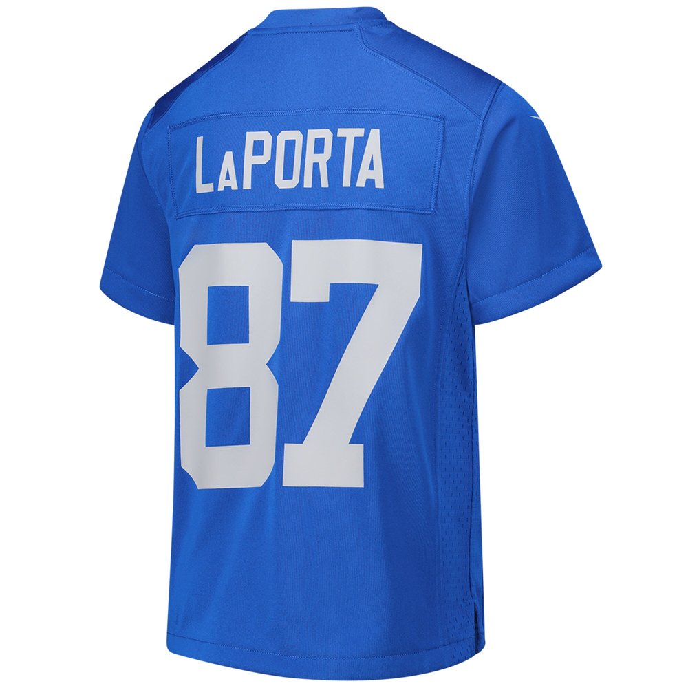 Youth Detroit Lions #87 Sam LaPorta Blue Alternate Game Jersey 3