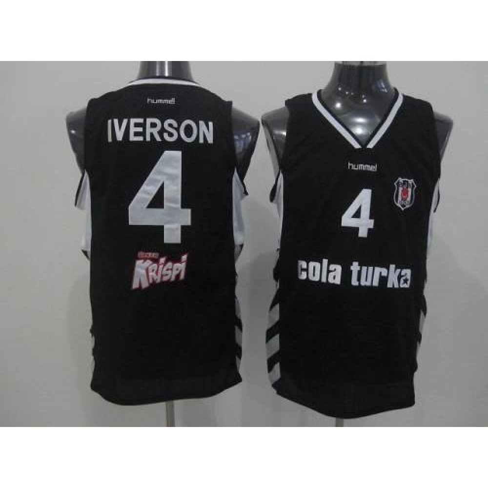 76ers #4 Allen Iverson Black Swingman Stitched NBA Jersey 1