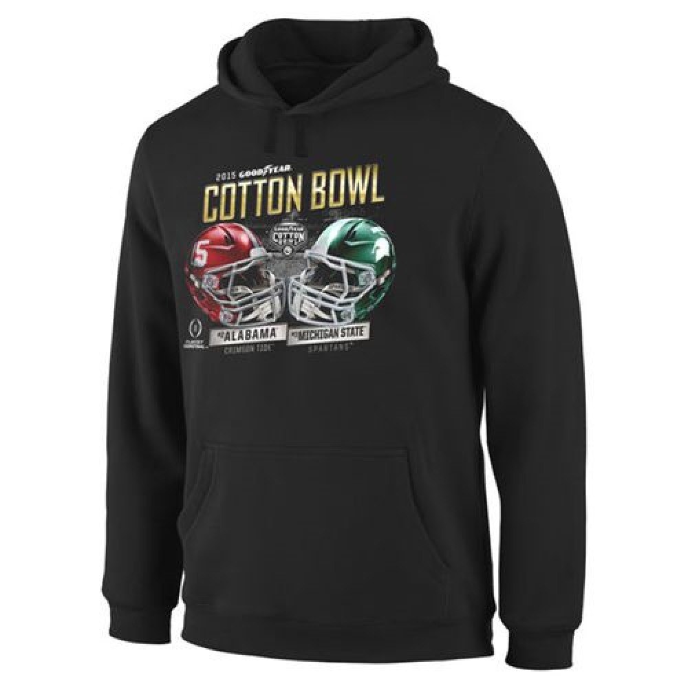 Alabama Crimson Tide vs.Michigan State Spartans College Football Playoffs 2015 Cotton Bowl Dueling Tackle Pullover Hoodie Black 1