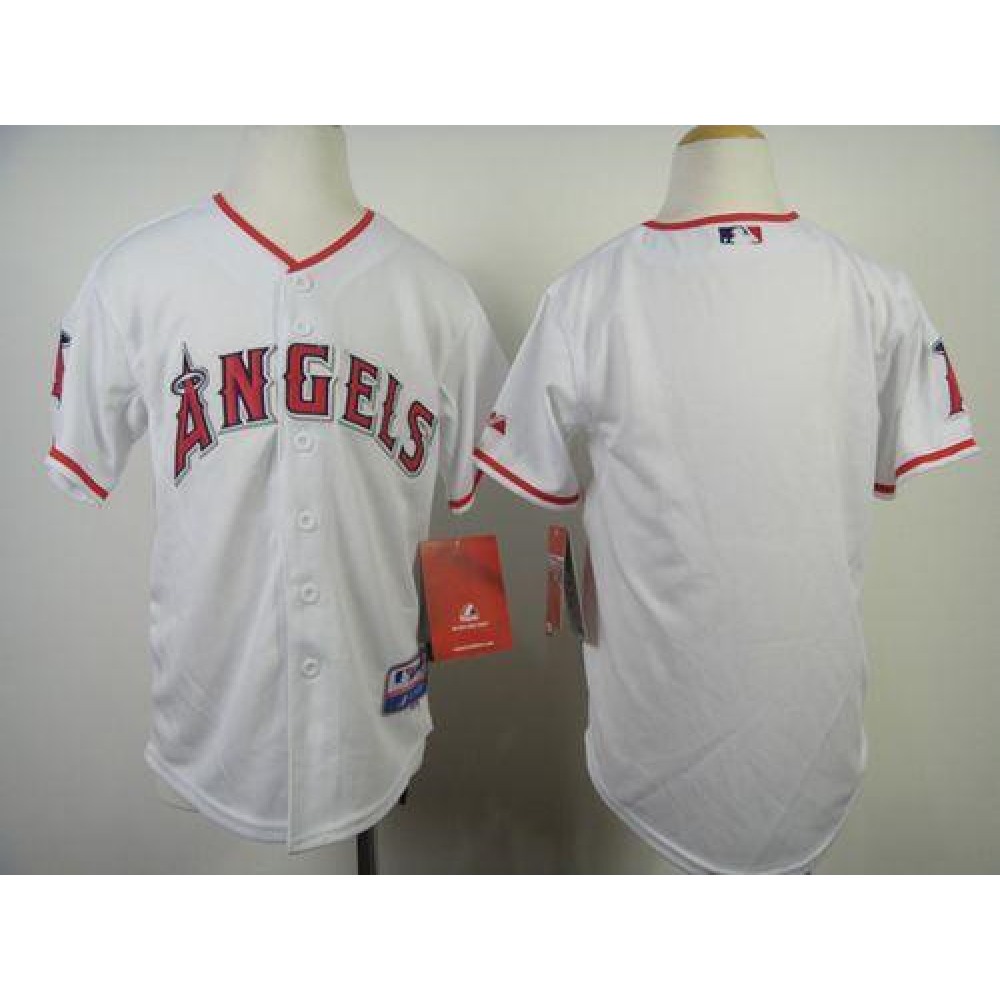 Angels Blank White Cool Base Stitched Youth MLB Jersey 1