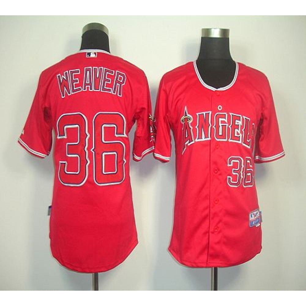 Angels of Anaheim #36 Weaver Jered Red Cool Base Stitched MLB Jersey 1