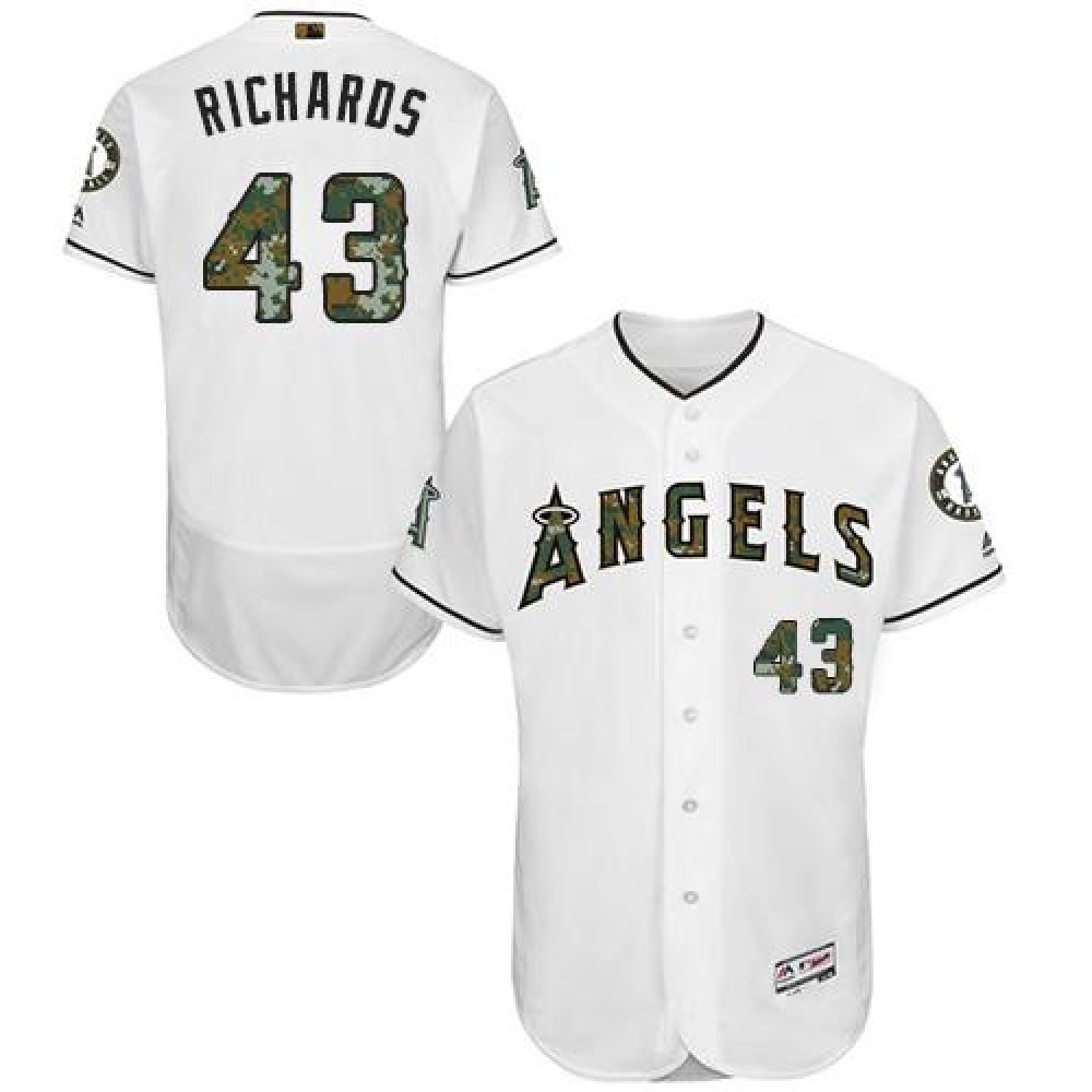 Angels of Anaheim #43 Garrett Richards White Flexbase Authentic Collection 2016 Memorial Day Stitched MLB Jersey 1