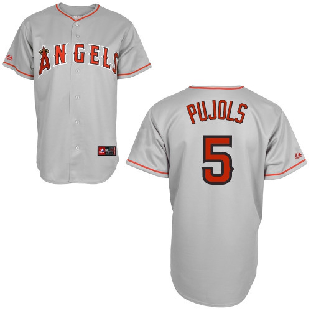 Angels of Anaheim #5 Albert Pujols Grey Cool Base Stitched MLB Jersey 1