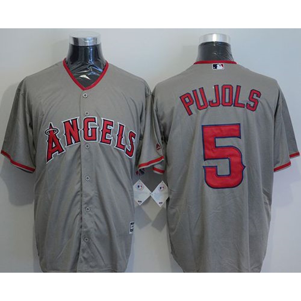 Angels of Anaheim #5 Albert Pujols Grey New Cool Base Stitched MLB Jersey 1