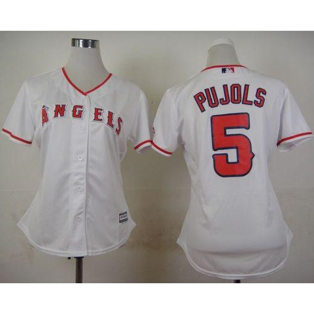 Angels of Anaheim #5 Albert Pujols White Women's Home Stitched MLB Jersey 1