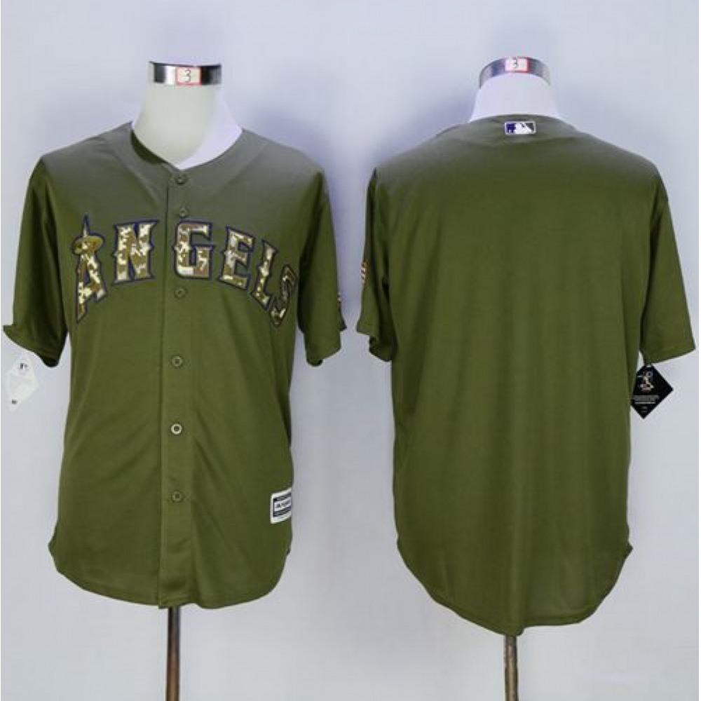 Angels of Anaheim Blank Green Camo New Cool Base Stitched MLB Jersey 1