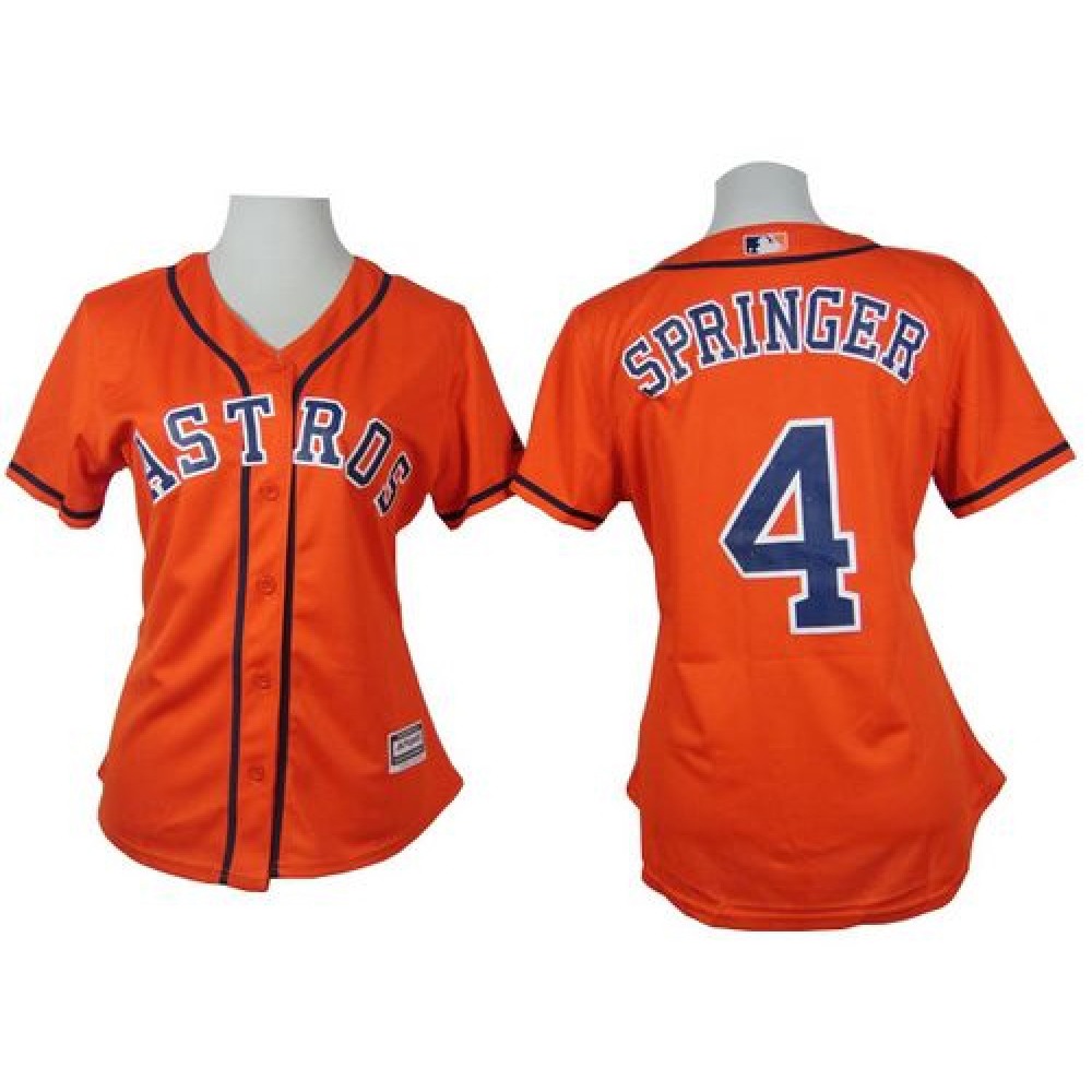 Astros #4 George Springer Orange Alternate Women's Stitched MLB Jersey 1