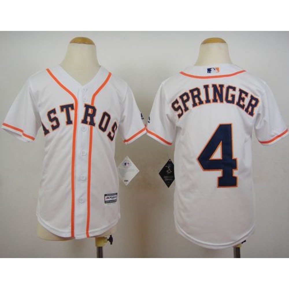 Astros #4 George Springer White Cool Base Stitched Youth MLB Jersey 1