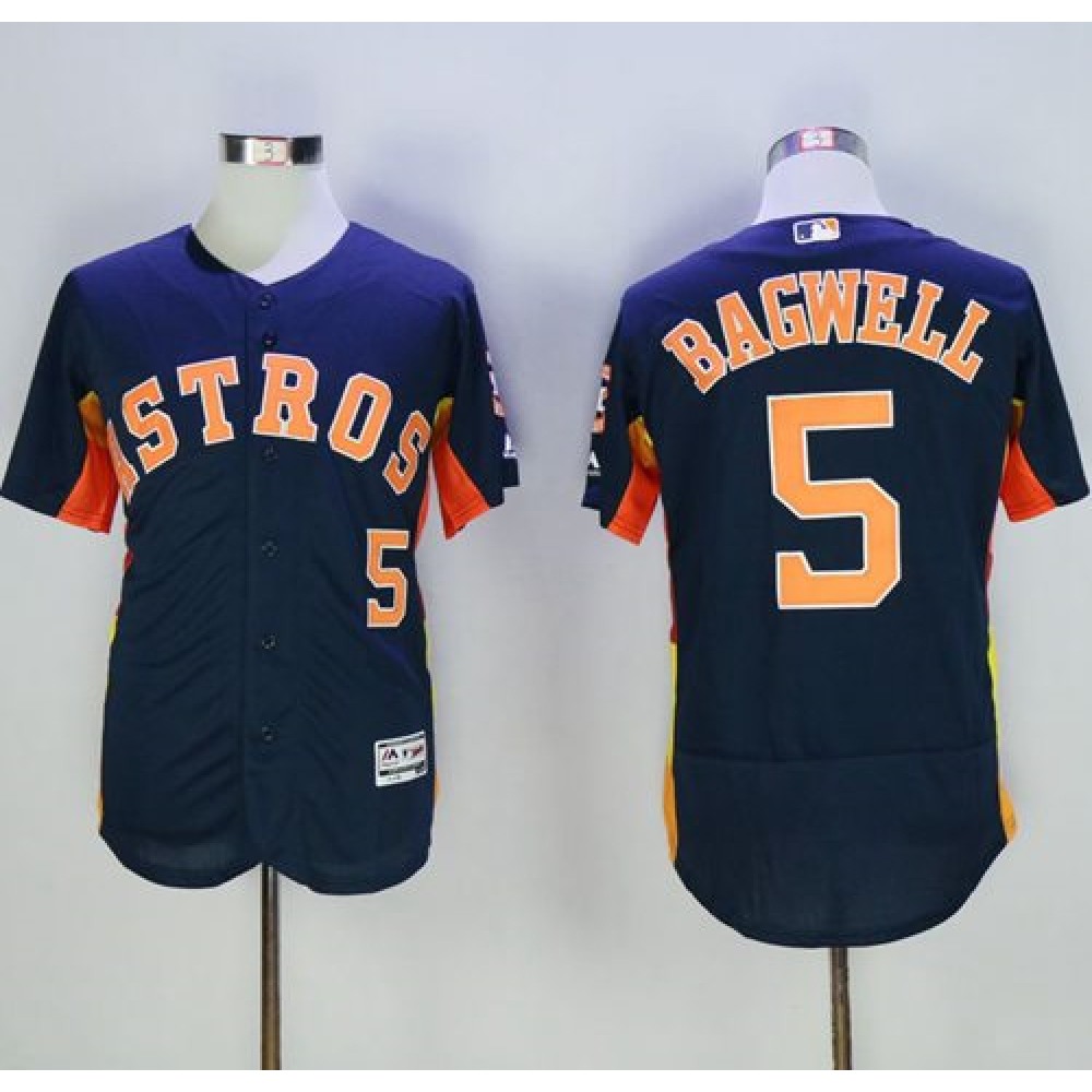 Astros #5 Jeff Bagwell Navy Blue Flexbase Authentic Collection Stitched MLB Jersey 1