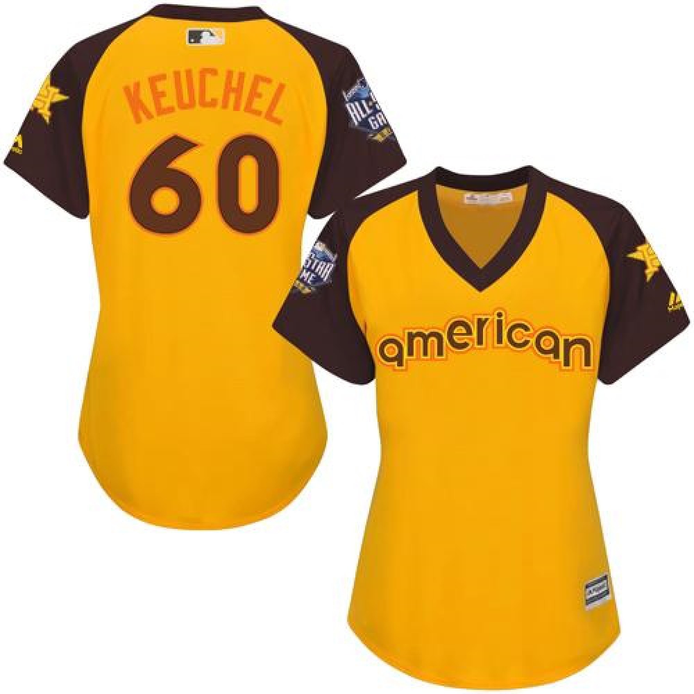Astros #60 Dallas Keuchel Gold 2016 All-Star American League Women's Stitched MLB Jersey 1
