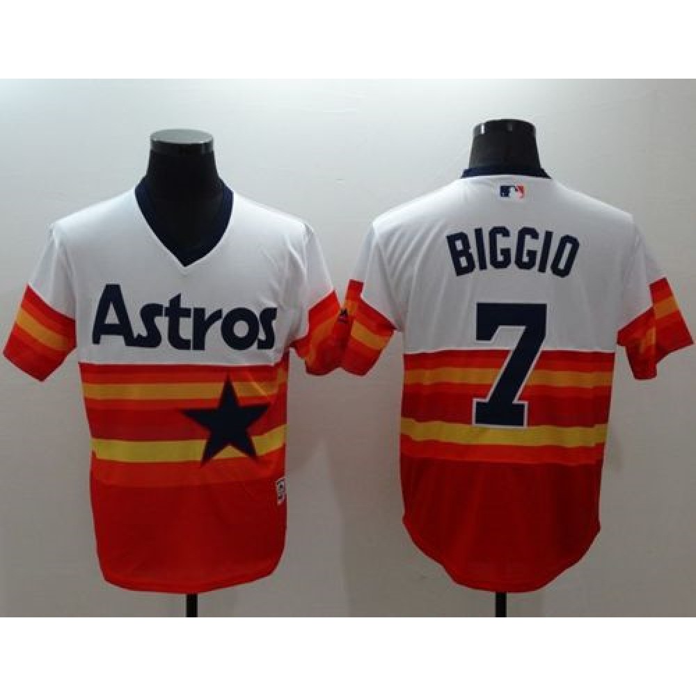 Astros #7 Craig Biggio White/Orange Flexbase Authentic Collection Cooperstown Stitched MLB Jersey 1