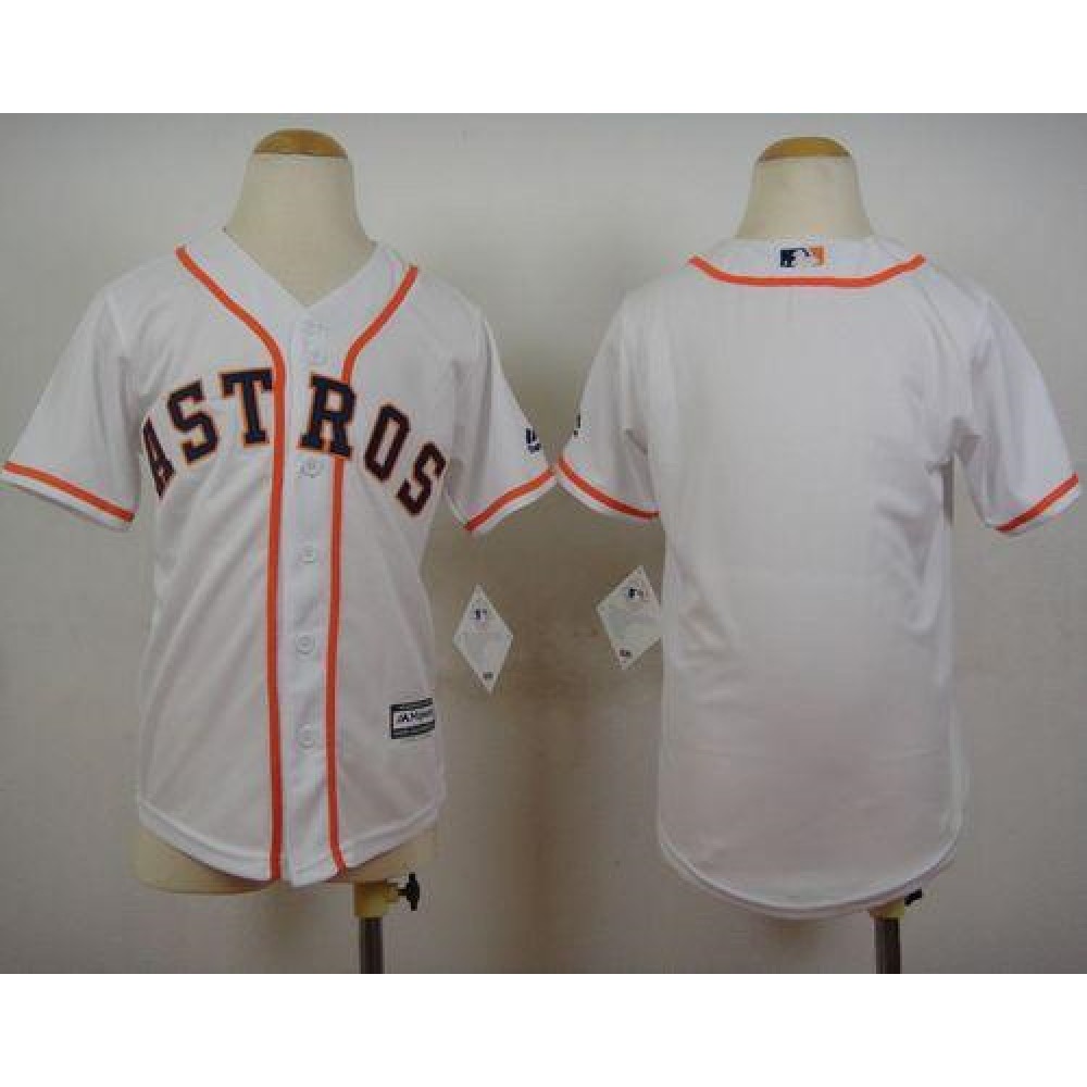 Astros Blank White Cool Base Stitched Youth MLB Jersey 1