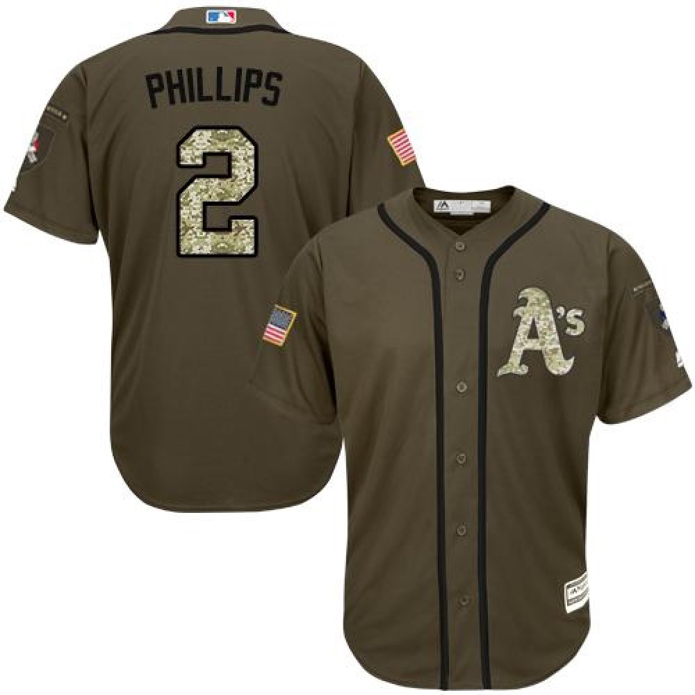 Athletics #2 Tony Phillips Green Salute to Service Stitched MLB Jersey 1